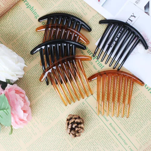 Vista 5 de 24 piezas de 7 dientes de giro francés peine de plástico para el cabello para el cabello de las mujeres y las niñas (negro y marrón)