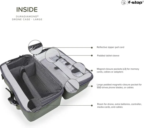Vista 3 de f-stop Funda acolchada grande para drones, protección de transporte resistente a la intemperie para drones compactos DJI Air, Mavic, Mini, Autel EVO