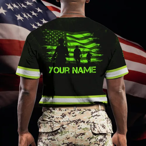 Vista 5 de prizestore Camisa de alta visibilidad para hombres, ropa de trabajo, nombre personalizado bandera de Estados Unidos para trabajadores, corredores