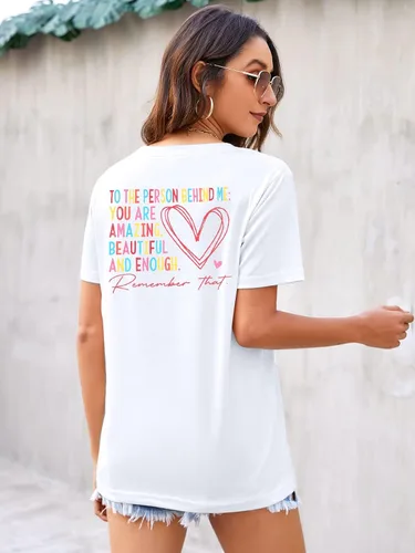 Vista 4 de Camiseta con texto en inglés You Matter for Women To The Person Behind Me You are Amazing para la salud mental, camisetas casuales positivas