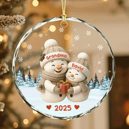 Vista 3 de DILYPOD Adorno Personalizado de Muñeco de Nieve de Abuela, Adorno Personalizado de Nana o Mimi con Nombres de Nietos, Regalos de Navidad