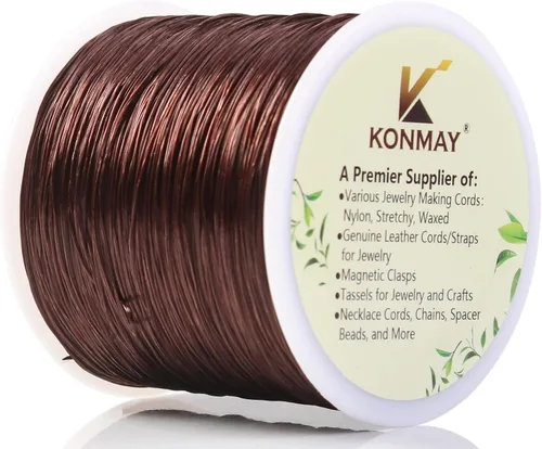 Vista 15 de KONMAY Cuerda elástica de elastano verde militar de 0.024 in, cordón elástico suave para abalorios, 450 yardas para pulseras, collares y fabricación