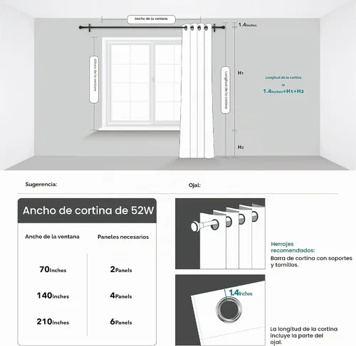 Vista 6 de Deconovo - Cortinas transparentes con filtro de luz de 84 pulgadas de largo Plata