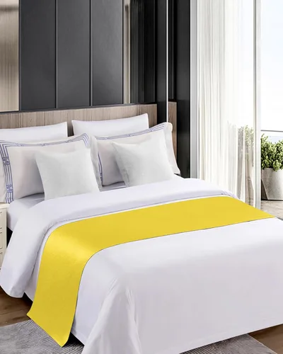 Vista 4 de Minimalis - Bufanda amarilla para cama individual, manta de lujo para cama individual, matrimonial, Queen, King, para dormitorio, hotel, boda