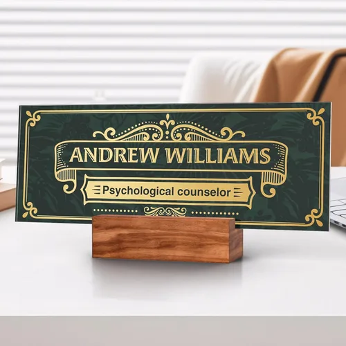 Vista 10 de Placa de identificación personalizada para escritorio, decoración de oficina de acrílico transparente con diseño de flores, decoraciones
