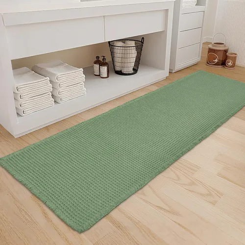 Vista 28 de ZALL - Tapete de baño de punto gofre beige, súper absorbente, antideslizante, color crema, 18 x 30 pulgadas, lavable a máquina, ultra suave