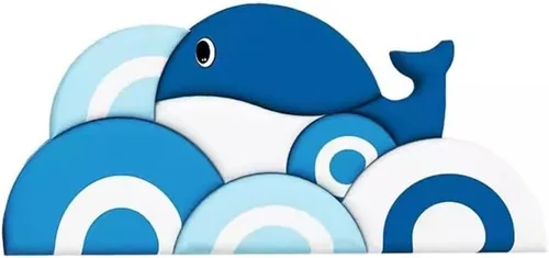 Vista 10 de Paneles de pared 3D con patrón de ballena, panel de pared 3D para niños, pegatinas decorativas de pared de tatami, papel tapiz autoadhesivo