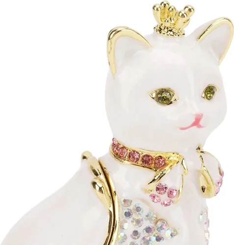 Vista 9 de Joyero con bisagras para gatos, diamantes de imitación brillantes, detalles finos pintados a mano, decoración de gato, caja de baratijas