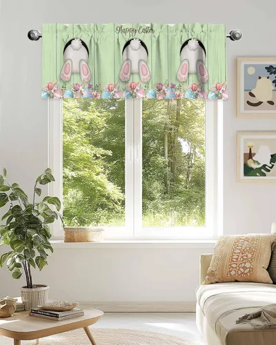 Vista 157 de Cenefa de cortina con lazo rojo de Navidad para ventanas, sala de estar, cocina, baño, granja, bolas de Navidad de acuarela con diseño de bayas