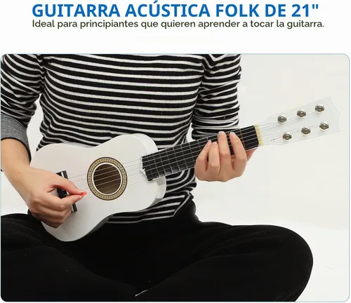Vista 2 de Guitarra acústica para niños, instrumento de madera pequeño de 21 pulgadas