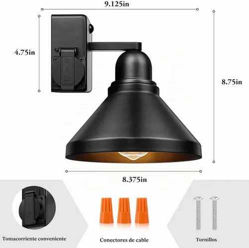 Vista 2 de Brightever Luces de pared para exteriores con sensor de movimiento, luces de porche del atardecer al amanecer, apliques de pared para exteriores