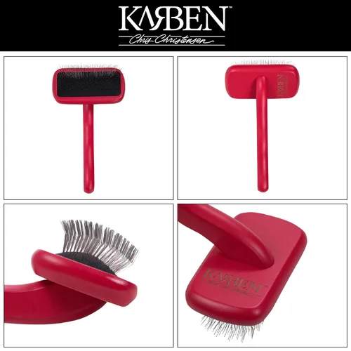 Vista 2 de Chris Christensen Groomer's Bundle - Cepillo Karben II Slicker Brush, quita la capa que se desprende de todo tipo de capas, pequeño, rojo
