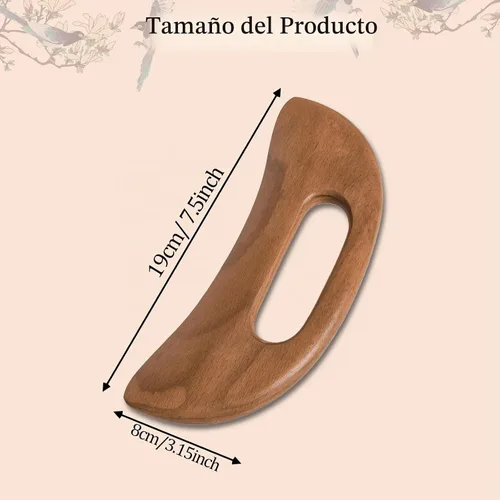 Vista 6 de Masajeador de celulitis de madera, herramienta de guasha corporal, masajeador de drenaje linfático, raspador muscular, herramienta de masaje