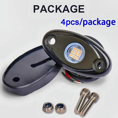 Vista 8 de Luces ledes Rock púrpura rosa con 4 cápsulas de neón de 12 V, kit de debajo de la carrocería, cúpula de arrastre, lámpara de rueda exterior