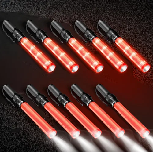 Vista 9 de E-riding 2 varitas de tráfico de señal de 16 pulgadas, varita de control de tráfico con LED blanco en la parte superior, luz de bastón de tráfico