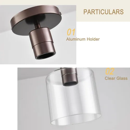Vista 5 de Lámpara de techo semiempotrada de bronce aceitado, moderna lámpara de techo de granja para armario, pasillo, entrada, lámpara de pasillo, lámpara