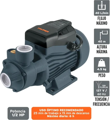 Vista 2 de Bomba periférica agua eléctrica 1/2 HP
