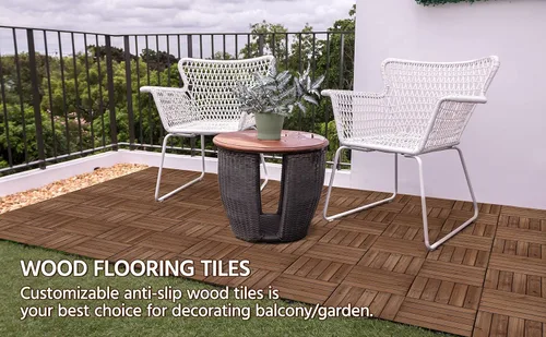 Vista 4 de Yaheetech 55 azulejos de terraza de patio entrelazados de madera compuesta de madera para cubierta de pisos de madera de 12 x 12 pulgadas, madera