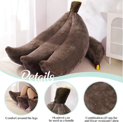 Vista 4 de Sofá de frijoles con otomana IEVENW en forma de banana, sofá de piso con reposapiés, cómodo sofá cama convertible para adultos, sofá de felpa