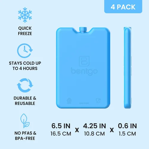 Vista 3 de Bentgo Chillers Ice Packs: diseño delgado y reutilizable de enfriamiento de congelación rápida mantiene la comida fresca en loncheras, bolsas