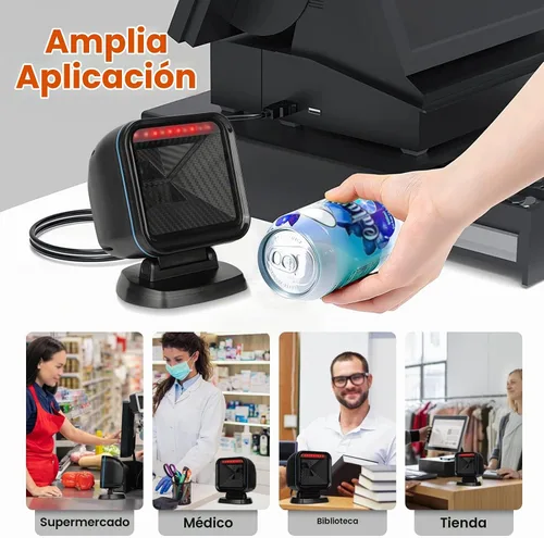 Vista 7 de OBZ 2D Escáner de código de barras de escritorio manos libres USB Lector de Azul