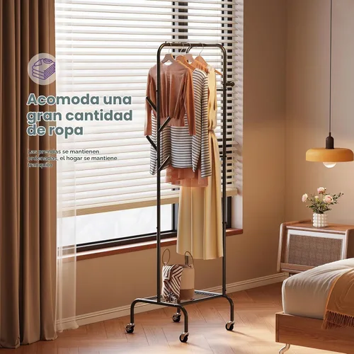 Vista 8 de Moderno perchero de bambú, independiente con 2 estantes, 5 ganchos, diseño giratorio, soporte resistente para entrada, sala de estar, 72 x 24 x 24