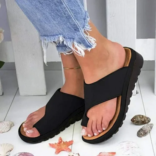 Vista 2 de Sandals for Women Flat Summer,New Women Comfy Platform Toe Ring Wedge Sandals Shoes Summer Beach Travel Shoes Comfortable Flip Flop Shoes