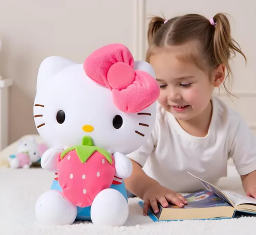 Vista 4 de Juguete de peluche de gatito de 17.5 pulgadas, animal de peluche Kawaii, muñeca de felpa suave para niños, adolescentes, coleccionistas y decoración