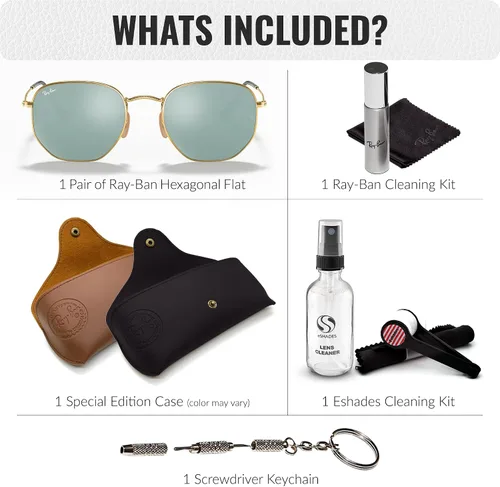 Vista 14 de Ray-Ban RB3548N Lentes planas hexagonales, gafas de sol cuadradas y redondas con kit oficial de gafas