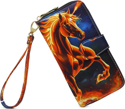 Vista 39 de Cartera de mano para mujer, estilo bohemio, con RFID, elegante, espaciosa con correa para viajes, capacidad para tarjetas, teléfono, dinero