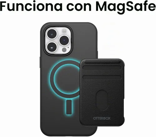 Vista 3 de OtterBox Funda para iPhone 14 Pro Max (SOLAMENTE) Symmetry Series+ - Negro, ultra elegante, se acopla a MagSafe, bordes elevados protegen la cámara
