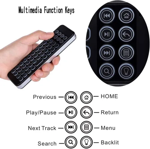 Vista 3 de iPazzPort Mini teclado inalámbrico Bluetooth remoto con retroiluminación