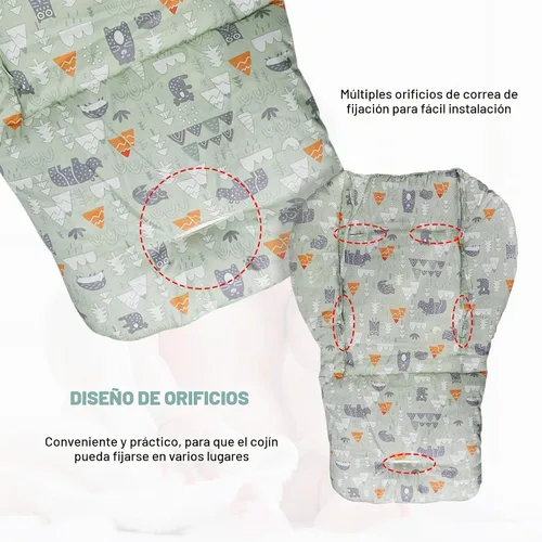 Vista 5 de Cojín para silla alta (estampado animal verde)