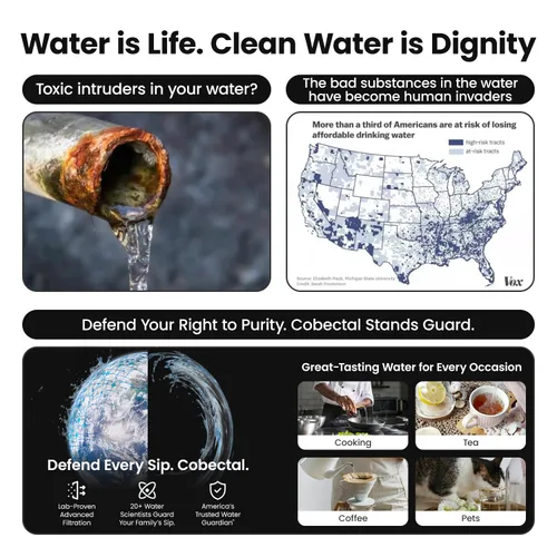 Vista 9 de Sistema de filtración de agua debajo del fregadero Cobectal reduce el cloro, PFAS, PFOA/PFOS, mal sabor y olor, 10,000 galones, sistema de filtro
