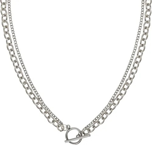 Vista 33 de Collar minimalista con cadena irregular Y2k para uso diario, versátil, joyería de moda para mujer, plata Dorado-1