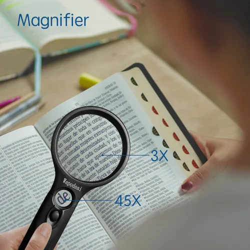 Vista 5 de Wapodeai 3X 45X Alta Ampliación, Adecuado para Leer Apto para joyería, Lnspection, Science (negro)