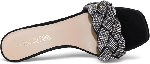 Vista 4 de DREAM PAIRS Zapatos de tacón de aguja para mujer, punta cuadrada abierta, cómodos, tacones bajos para gatito, sandalias de vestir sexy, para fiesta