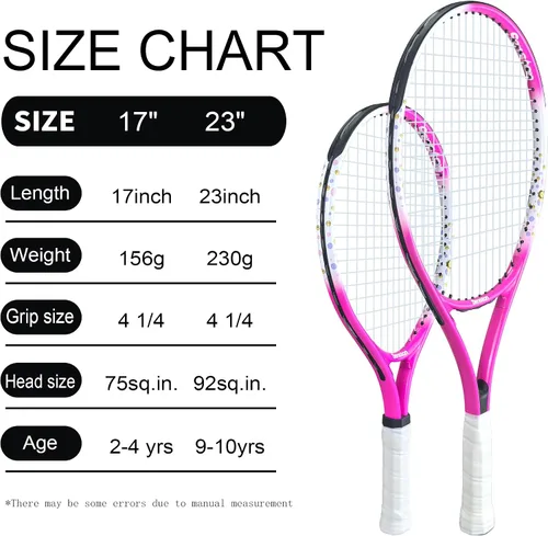 Vista 3 de Senston Kids Tennis Racket Set (17 & 23 Inch) - 1 Pack Junior Tennis Racquet, Lightweight Aluminum Frame, Includes Cover