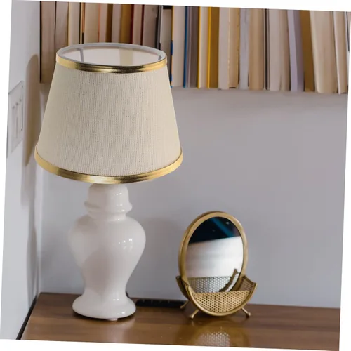 Vista 5 de Housoutil Cubierta de lámpara de mesa cubierta de luz de tela para decoración del hogar E14 Socket estilo simple lámpara accesorio