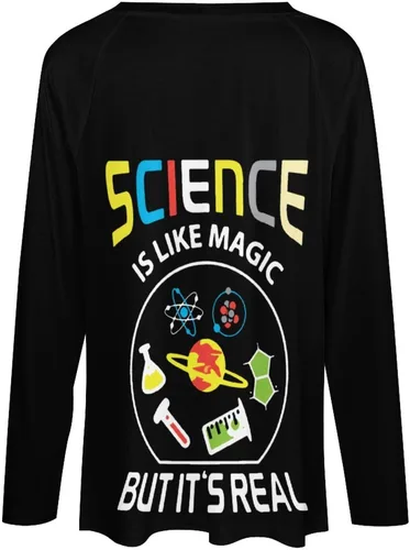 Vista 5 de Science Like Magic - Camisetas de manga larga para mujer, cuello en V, estampadas, blusas gráficas