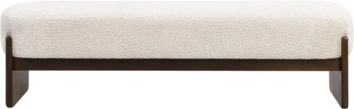 Vista 7 de Christopher Knight Home Arden - Banco otomán rectangular de tela de hilo en bucle de estilo minimalista, marco de madera de caucho, banco