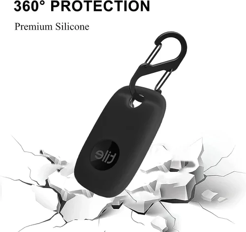 Vista 3 de 4 fundas para Tile Pro 2024/Tile Pro 2022, funda protectora de silicona suave que absorbe los golpes con mosquetón (4 unidades, negro)
