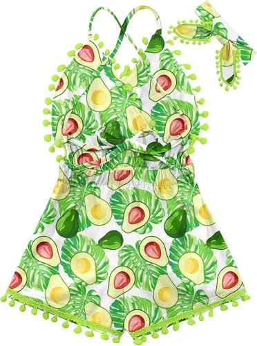 Vista 32 de UNICOMIDEA 6M-3T Traje sin espalda para bebé niña traje mameluco con diadema
