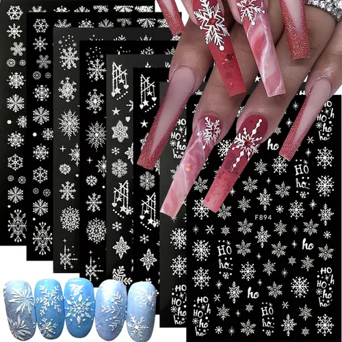 Vista 18 de 8 hojas de calcomanías de arte de uñas para el día de San Valentín, autoadhesivas, 3D, color plateado, rosa, rojo, labios, letras de corazón, diseño