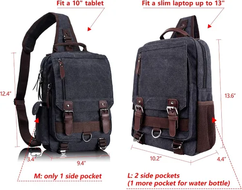Vista 2 de Leaper - Maleta bandolera de lona, diseño retro, Casual, L