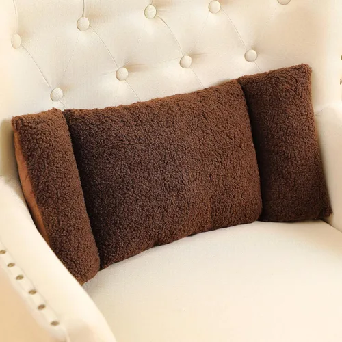 Vista 13 de Queekay - Almohada lumbar de forro polar de 3 secciones para silla de oficina, color negro Back Pillow for Back Support Comfortable Lumbar Cushion