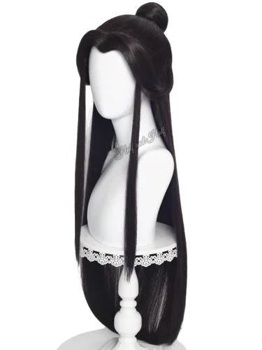 Vista 26 de Obanai - Peluca corta para cosplay, pelucas de guerrero anime de demonio Negro Obanai
