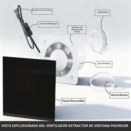 Vista 5 de Extractor de 4 pulgadas, panel de vidrio negro delgado Panel de cristal negro de 4 pulgadas