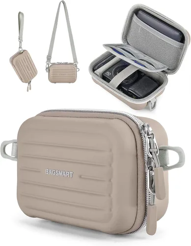 Vista 13 de BAGSMART Funda para cámara digital, bolsa pequeña para cámara con 2 formas Rosa bebé