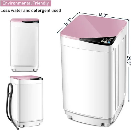 Vista 7 de RELAX4LIFE Lavadora compacta completamente automática con 6 programas, 3 niveles de agua, ajuste de desequilibrio, combinación todo en uno, lavadora